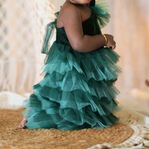 Baby Ruffled One Shoulder Gown