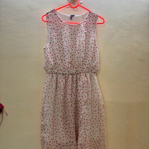 Pink And White Frock Mid Length