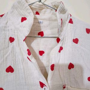 RED HEART BEIGE NIGHTSHIRT