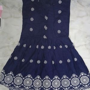 Floral Embroidery Navy Vintage Dress