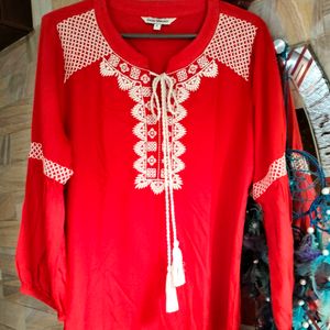 Embroidery Red Top