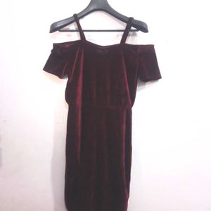 Maroon Valvet Dress