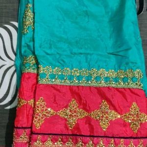 Elegant Turquoise and Pink Saree