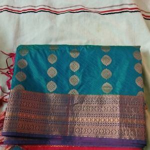 Sapphire Green And Blue Semi Soft Silk Saree...