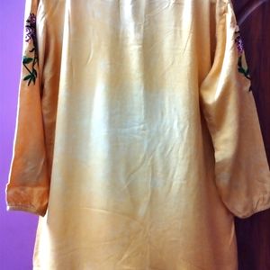 Floral Embroidery Top for Women in Golden Colour