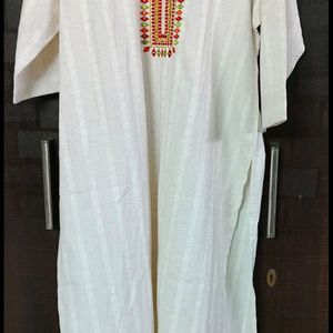 Designer White Embroidery Kurti