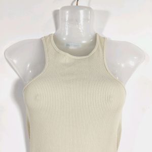 Cream Plain Casual Bodysuit Top (Women)