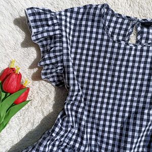 Ruffled Gingham Tiered Top