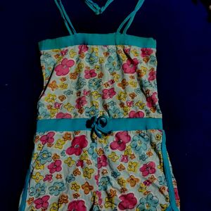 Flower Print Jumpsuit For Kids.