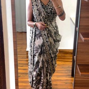 Beautiful Black & White Party Wear Saree