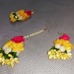 Haldi Earings With Mangtika