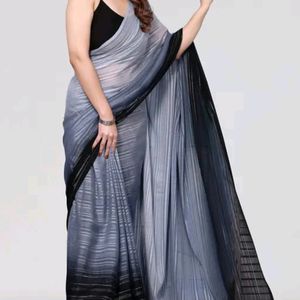 Grey Wid Black Saree