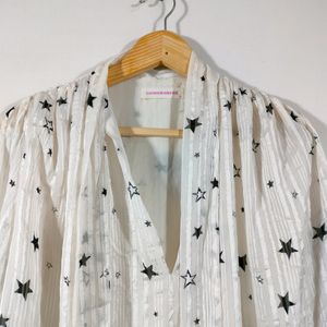 White Printed Casual Top (Women's)