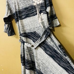 Grey And Black Stylish One Pices Dress Unused