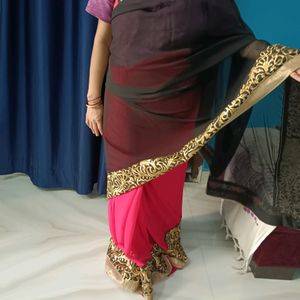 Pink Georgette Sarree