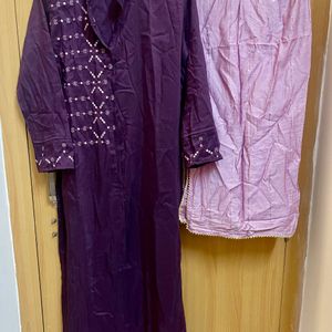 Purple Kurta With Lavender Dupatta