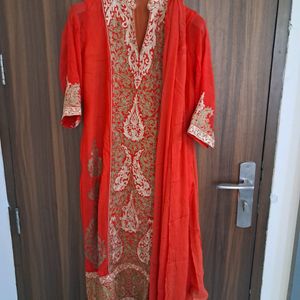 Tomato Red Suit❤️Kameez And Dupatta Set