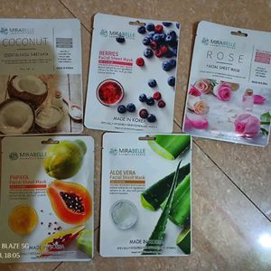 MIRABELLE FACIAL SHEET MASK COMBO OF 5