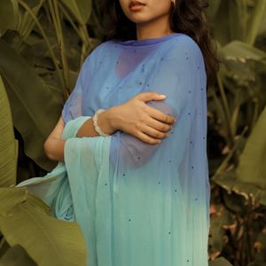 Blue Gown with dupatta