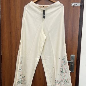 Cotton Double Layer Palazzo With Embroidery