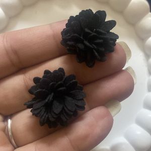 Black Floral Studs