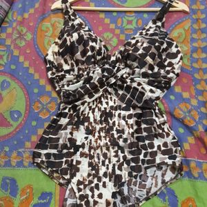 Brown Animal Print Swimsuit