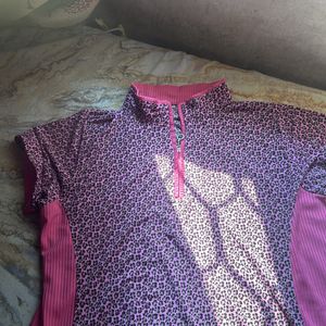 Sequin Pink Top Cheetah Print In Brownpink