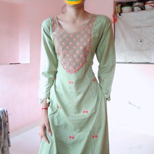 Light Embroidery Work Pista Kurti