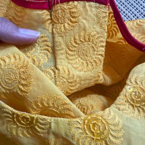 Embroidered Golden Yellow Kurta