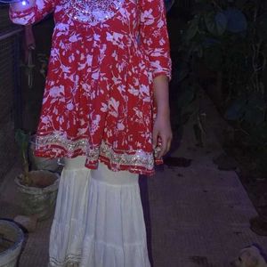 White Sharara  Red Top