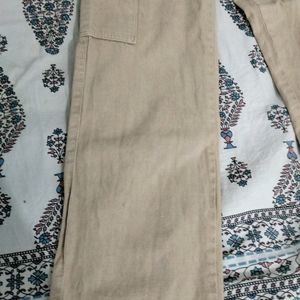 Cream Colour Cargo Pant For Women