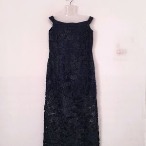 Navy Blue Embroidered Dress (Women's)