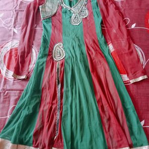 Green Colour Net Anarkali Kurti