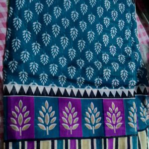 Printed Cotton Saree With Blouse