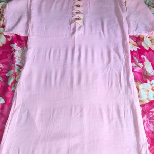 Pure Cotton Straight Kurti Baby Pink🩷