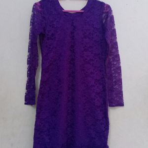 Women's Purple One Piece With Full Sleeves, Fully