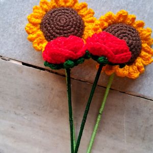 Rose And Sunflower Crochet