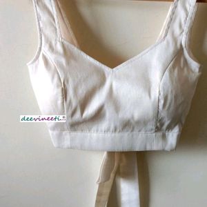 Cotton Knot It Off White Padded Blouse