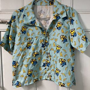 Minion Print Crop Shirt