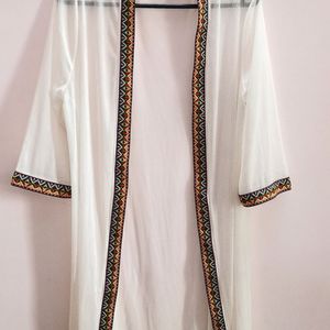 Embroidery Sheer Long Shrug