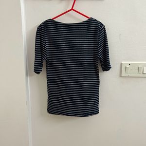 Navy Blue And White Striped Top