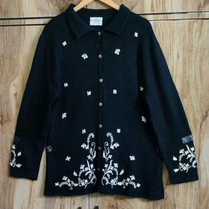 Black Embroidery Work Cardigan Size-38-40