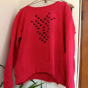 Red Colour Sweatshirt For Women