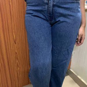 Blue Denim Wide Leg Jeans