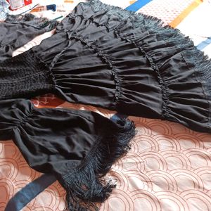 Black Flairy Dress With Lace