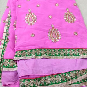 Pink Saree With Blouse