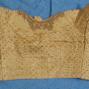 New Golden Net Blouse With Heavy Work