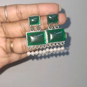 Beautiful meenakumari earrings green colour