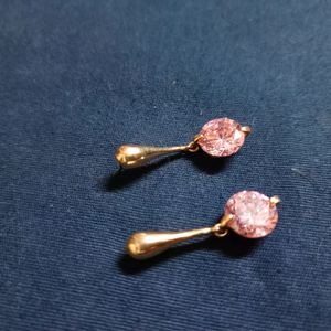 Light Pink And Golden Earrings