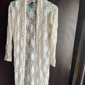 Combo - Printed Kurta + White Shrug